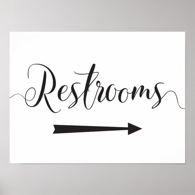 Wedding Restrooms Sign Directions Right Arrow (Front)