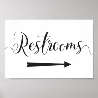 Wedding Restrooms Sign Directions Right Arrow