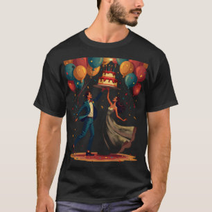 Wedding Retro Bride Groom Dancing Sparklers Vintag T-Shirt