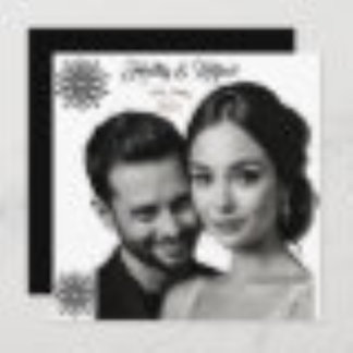 wedding retro style black and white photo invitation