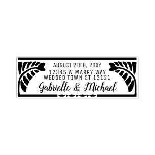 Wedding Return Address Botanical Ferns Name + Date Self-inking Stamp