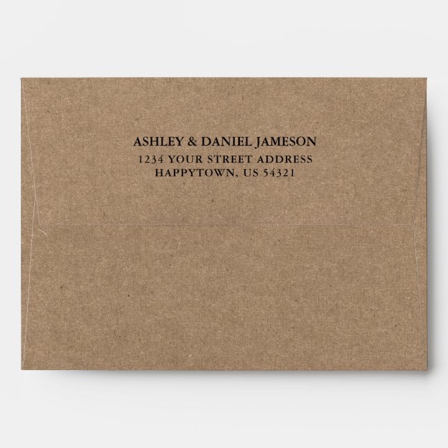 Wedding Return Address Envelope Kraft Style (Back (Top Flap))