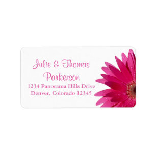 Wedding Return Address Label   Pink Gerber Daisy