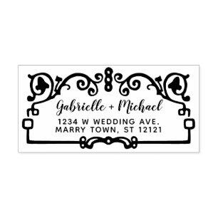 Wedding Return Address Names Ornate Vintage Frame Self-inking Stamp