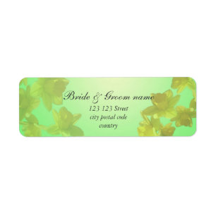 wedding return address, yellow tulip flowers address label