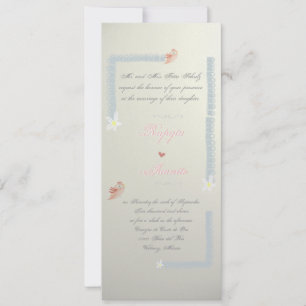Wedding ribbon elegance love you bird Invitation