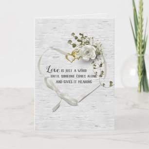 Wedding Ribbon Heart On Birch  Card