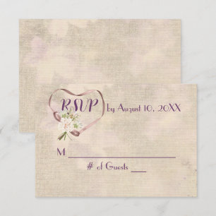 Wedding Ribbon Heart RSVP Card