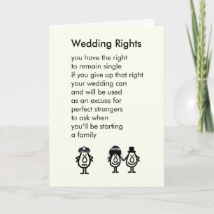 Wedding Rights - A wedding congratulations poem Card