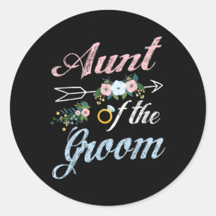 Wedding Ring And Flowers Aunt Of The Groom Nephew Classic Round Sticker