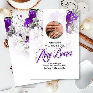 Wedding Ring Bearer Invitation Purple White