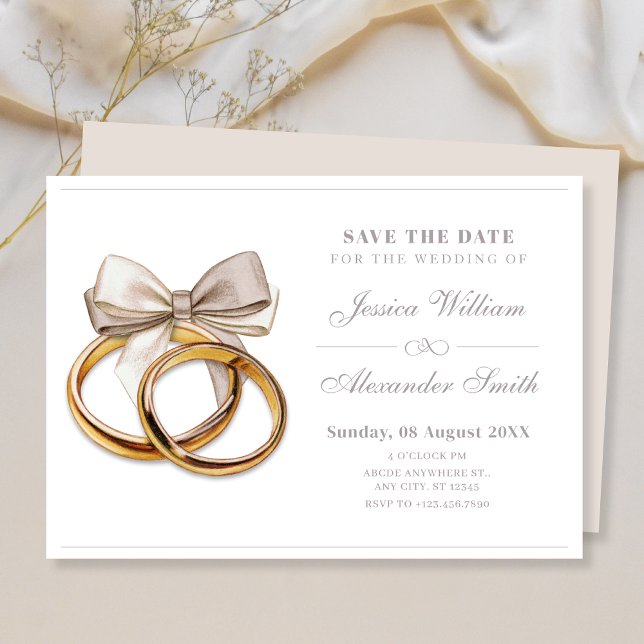 Wedding ring bow elegant wedding  save the date (Creator Uploaded)