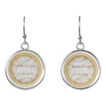 Wedding Ring Customisable Names and Date Earrings