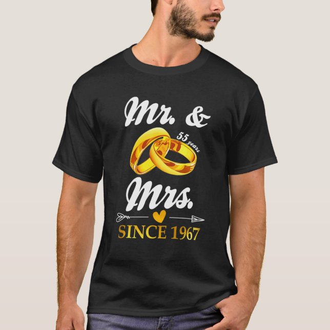 Wedding Ring Married Mr & Mrs Since 1967 Couple 55 T-Shirt (Front)