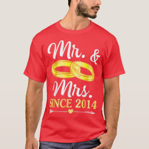 Wedding Ring Married Mr & Mrs Since 2014 Happy Hus T-Shirt