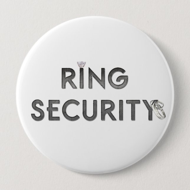 Wedding "RING SECURITY" 10 Cm Round Badge (Front)