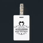Wedding Ring Security Black Tuxedo Tie  ID Badge<br><div class="desc">Wedding Ring Security Black Tuxedo Tie Clip On Badge</div>