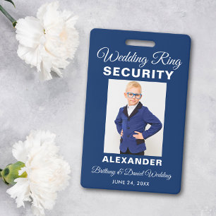 Wedding Ring Security Photo Blue Name ID Badge