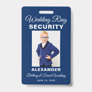 Wedding Ring Security Photo Blue Name ID Badge