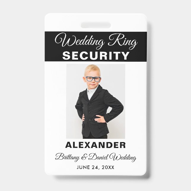 Wedding Ring Security - Pick Text Colour - Lanyard ID Badge (Front)