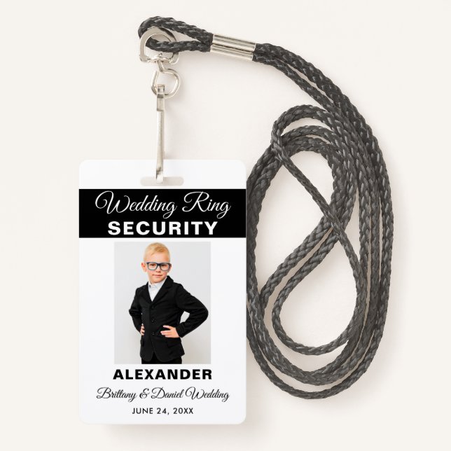 Wedding Ring Security - Pick Text Colour - Lanyard ID Badge (Front with Lanyard)