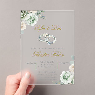 Wedding ring Spanish Wedding Acrylic Invitations