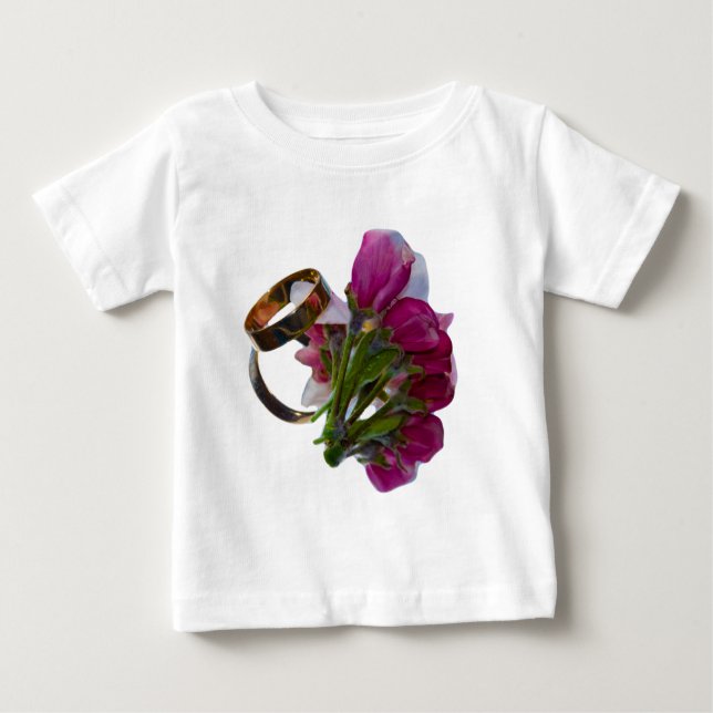 Wedding Rings and Flowers Baby T-Shirt (Front)