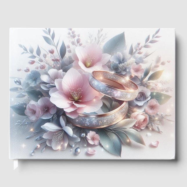 Wedding Rings and Flowers Guest Book (Front)