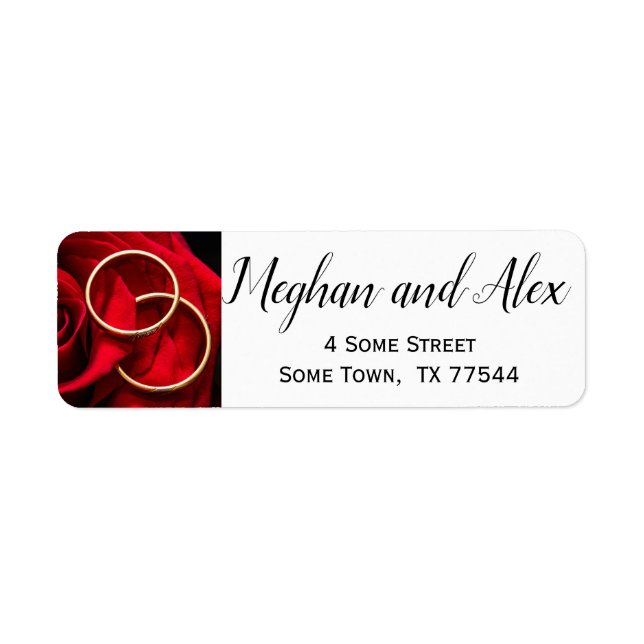 Wedding Rings and Rose Return Address Labels (Front)