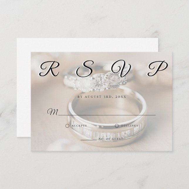 Wedding Rings Announcement RSVP Response Card (Front/Back)