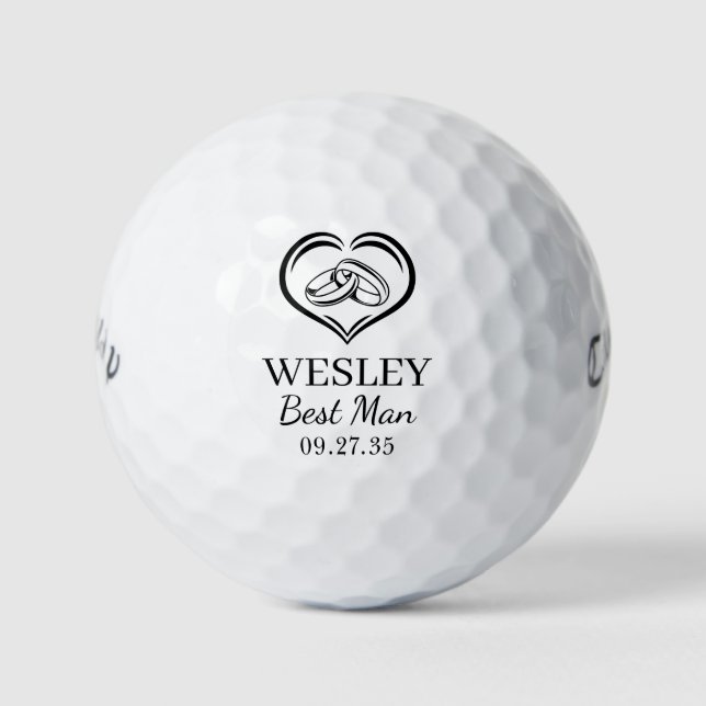 Wedding Rings Best Man Golf Balls (Front)
