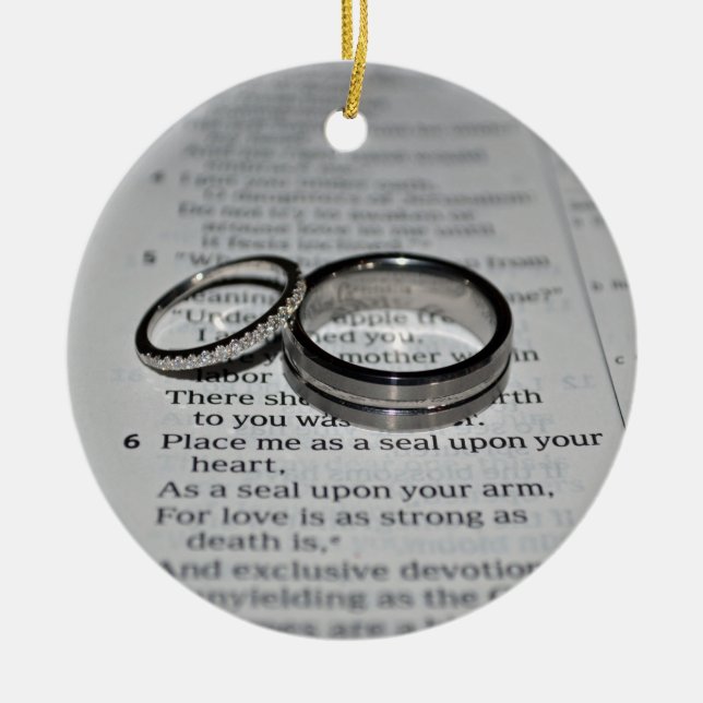 Wedding Rings Bible Verse Ornament (Front)