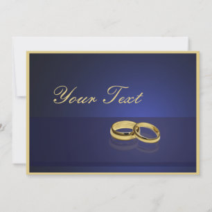 Wedding Rings Blue Invitation Template