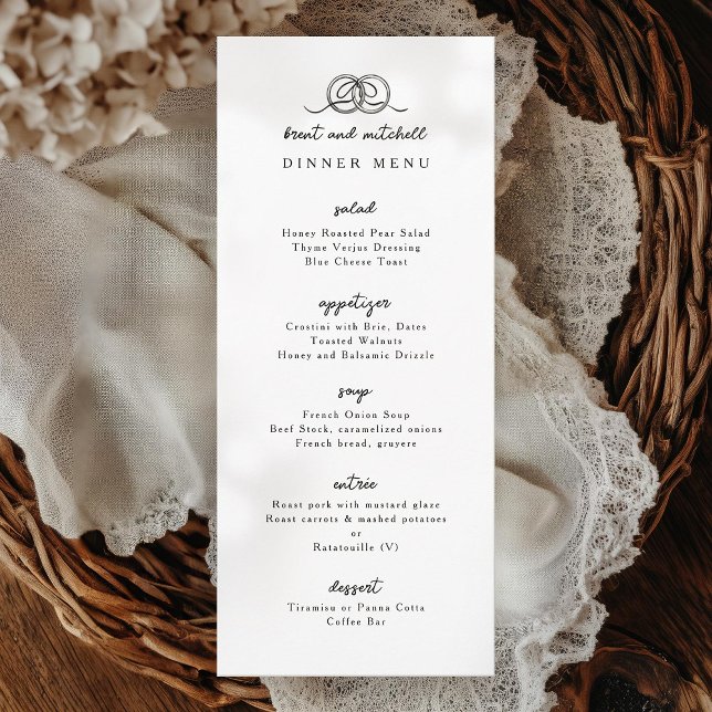 Wedding Rings Bow Dinner Menu (Creator Uploaded)
