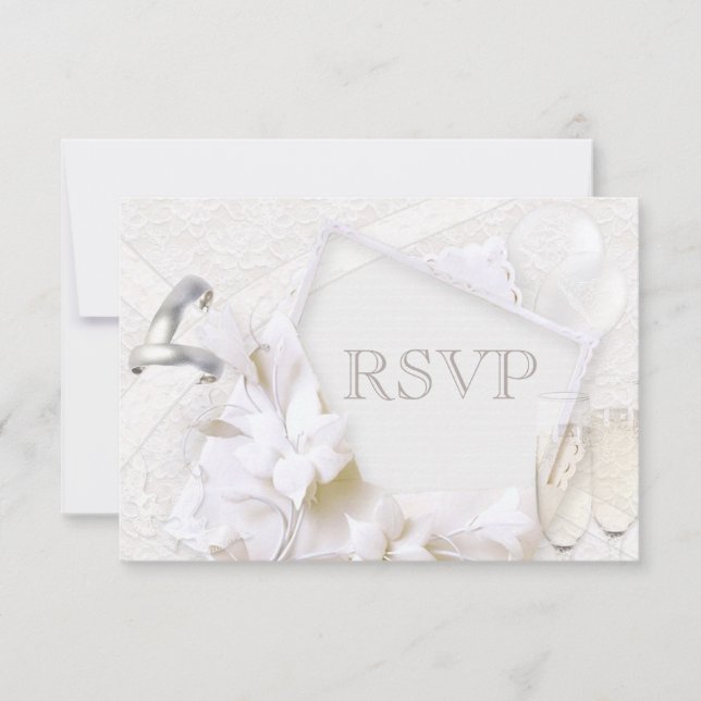 Wedding Rings & Champagne Glasses RSVP (Front)