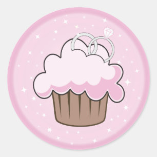 Wedding Rings Cupcake Classic Round Sticker