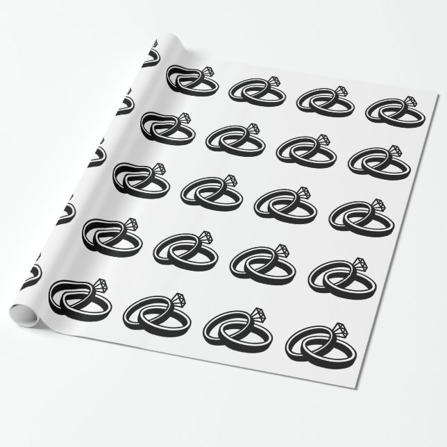 Wedding rings diamond wrapping paper (Unrolled)