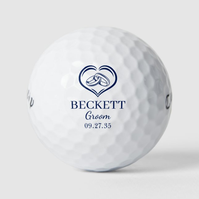 Wedding Rings Groom Golf Balls (Front)