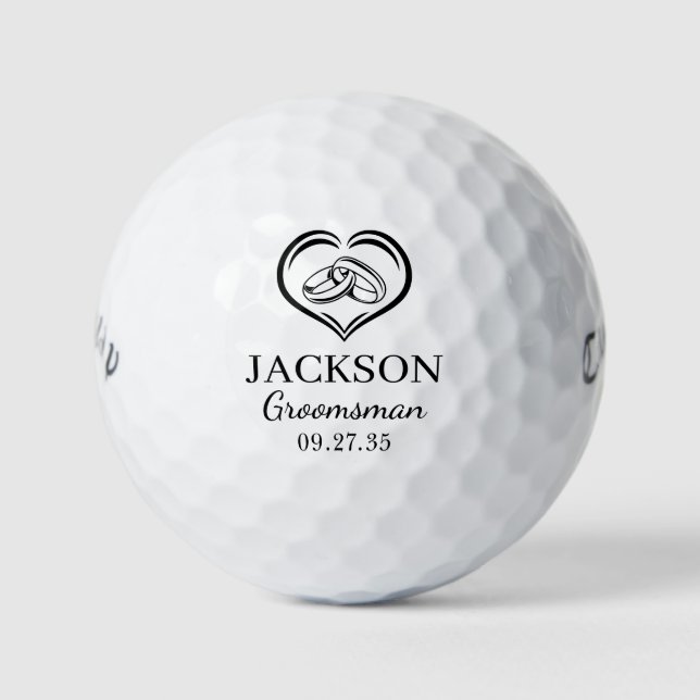 Wedding Rings Groomsman Golf Balls (Front)