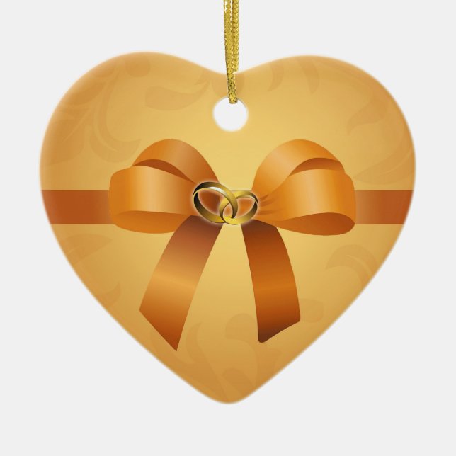Wedding Rings Heart Ornament (Front)