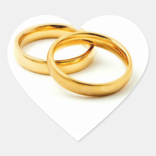 Wedding rings heart sticker