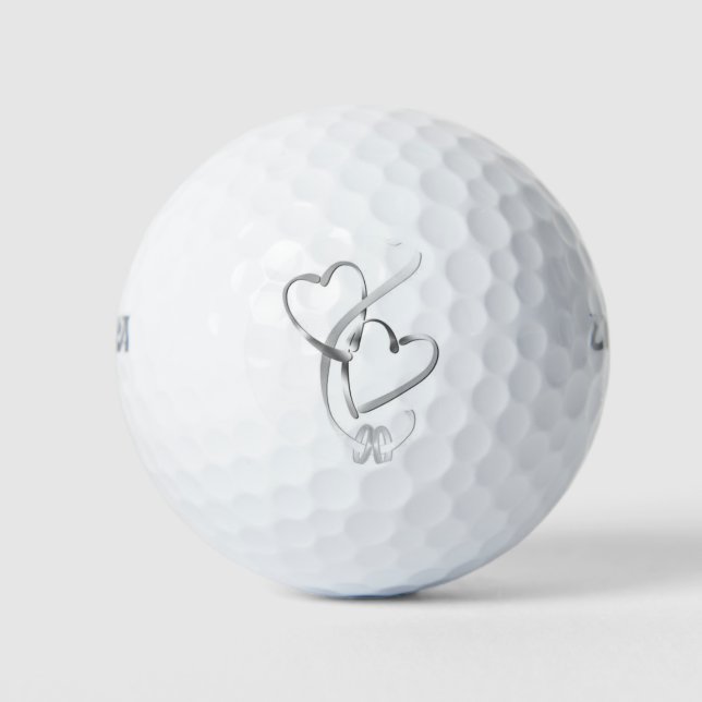 ***WEDDING RINGS & HEARTS** GOLF BALL (Front)