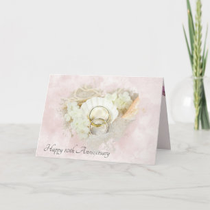 Wedding Rings in Seashell 10th Anniversary  Card