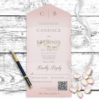Wedding Rings Modern Blush Pink QR Code
