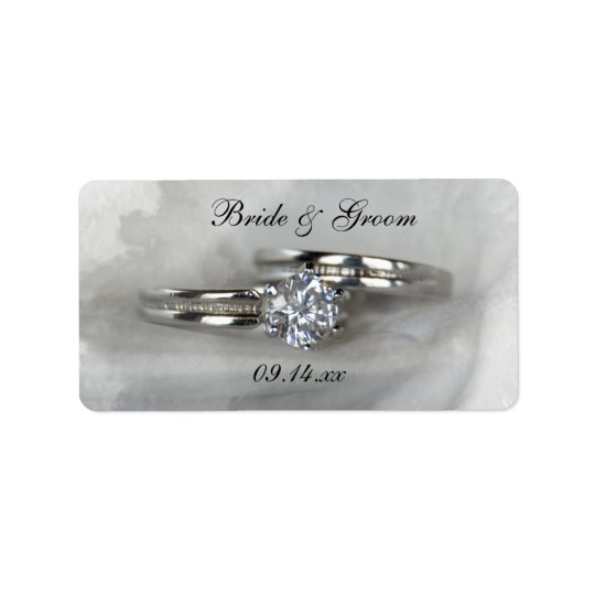 Wedding Rings on Grey Favour Tags Address Label