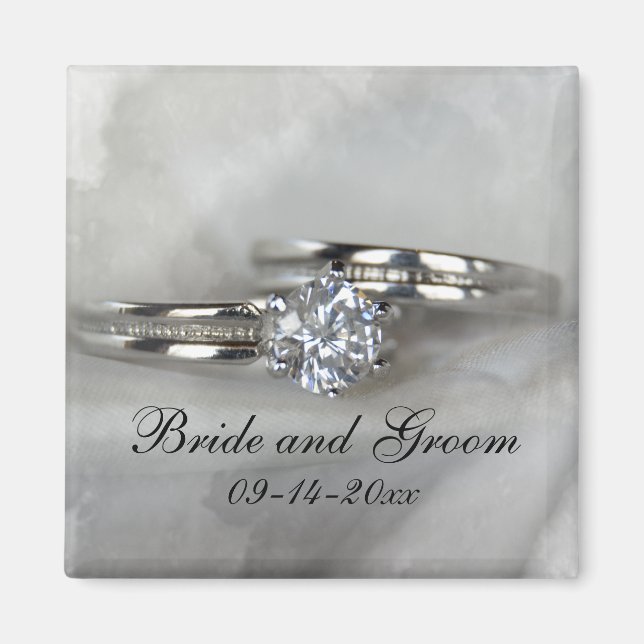 Wedding Rings on Grey Magnet (Front)