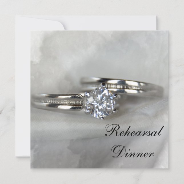 Wedding Rings on Grey Rehearsal Dinner Invitation (Front)