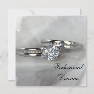 Wedding Rings on Grey Rehearsal Dinner Invitation