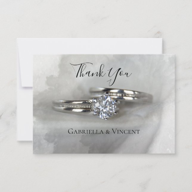 Wedding Rings on Grey Thank You (Front)