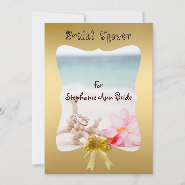 Wedding Rings On The Beach Bridal Shower Card (Front)